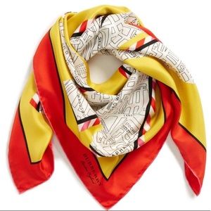 Burberry Yellow London Map Silk Square Scarf